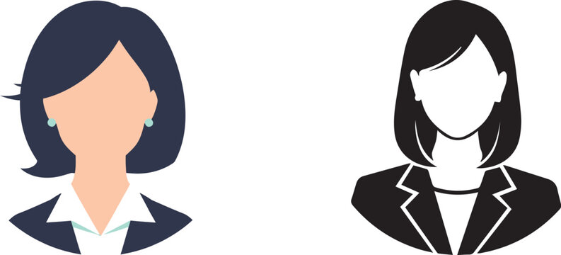 Two female profile silhouettes with varying hairstyles and attire