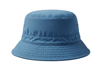Fototapeta premium A blue bucket hat with a wide brim and textured pattern isolated on transparent background