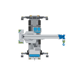 Modern Mobile Crane From Above Construction Heavy Duty Machinery