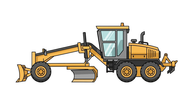 Modern Motor Grader Illustration For Construction Projects