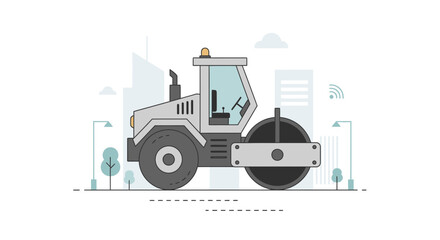 Modern Steamroller Illustration For Construction And Urban Development
