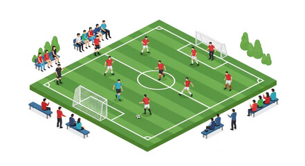 Soccer Field with Players and Spectators. © wahno