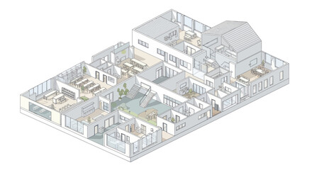 Obraz premium Architectural 3D Floor Plan Rendering of a Modern Residential Building.