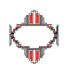 Geometric graphic design with red and white elements