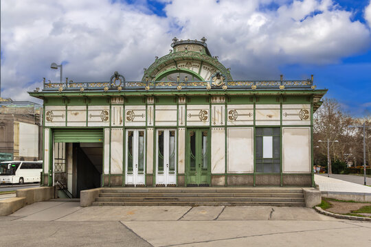 Art Nouveau Pavilion by Otto Wagner at Karlsplatz, Vienna, Austria