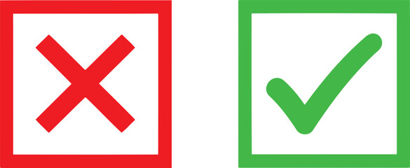 Obraz premium Visual representation of correct and incorrect actions using check and cross marks Vector