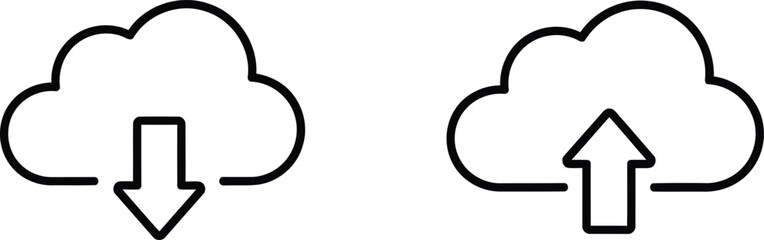 Obraz premium Illustration depicting cloud storage upload and download actions with directional arrows. Vector