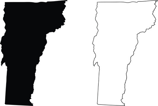 Comparison of vermont state map with filled and unfilled versions Vector
