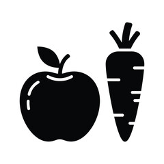 Obraz premium Apple and Carrot Icon - Healthy Food and Diet Symbol