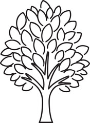 Obraz premium Detailed tree with abundant leaves, symbol of nature, growth, and flourishing life, hand drawn