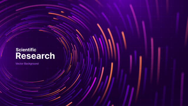High-Tech Particles Fractal Data Stream Graph Concept. Science, AI, and Futuristic Data Visualizations Presentation Background. Dynamic Light Effects BG.