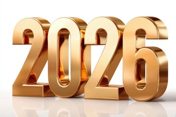 Obraz premium Golden 2026 three-dimensional numbers representing the new year celebration and future success
