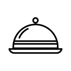 Obraz premium Restaurant Food Serving Cloche Icon - Simple Black and White Vector