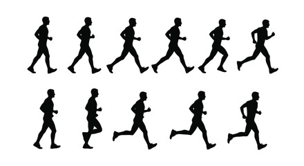Fototapeta premium A sequence of runners in various poses depicted as a silhouette