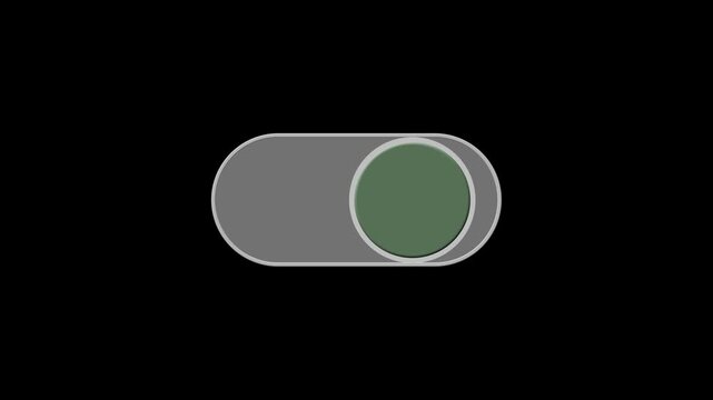 animated on off button swipe right and left, animation footage video on alpha channel(transparent) background.