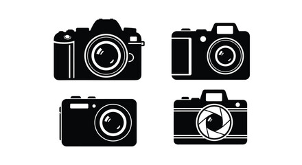Four black camera icons presented as a striking visual silhouette © Jesmin