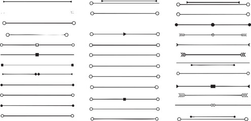 Collection of simple vector text dividers and horizontal line elements, minimalist design for document and page separation