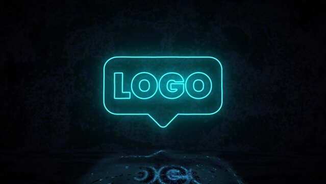 Clean Neon Sign on Wall Logo Reveal
