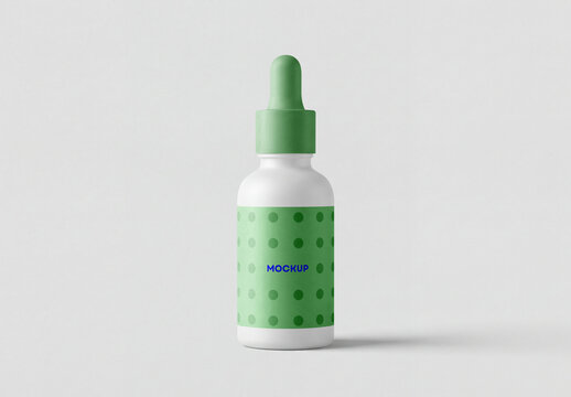 Cosmetic Dropper Bottle Packaging Mockup with Editable Background