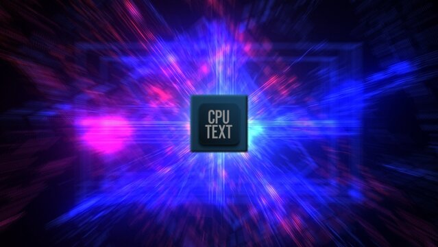 CPU Computer Digital Motherboard Tech Glowing Title Intro