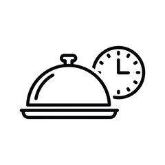 Obraz premium Meal Time Icon: Serving Dish with Clock - Vector Graphic
