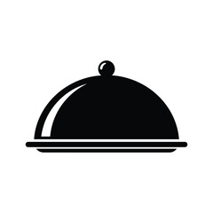 Obraz premium Food serving cloche icon black silhouette isolated on white background