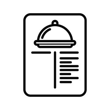 Restaurant Menu Icon: Food Platter and List of Items, Simple Outline Graphic