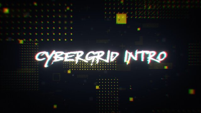 Cyber Digital RGB Glitch Urban Grid Particles Zoom Title Intro