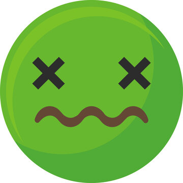 Sick Nauseous Green Emoji Face Disgust Expression Vector