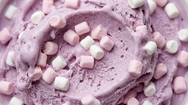 Lavender blueberry marshmallow swirl ice cream, extreme macro