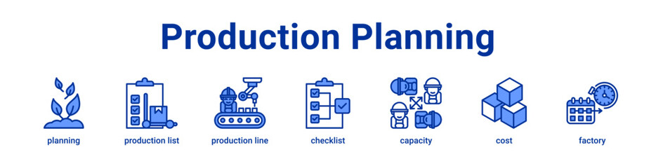 Fototapeta premium Production Planning Icon Banner and Collection