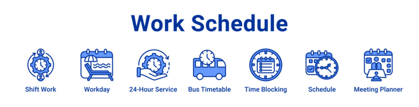 Work Schedule Icon Banner and Collection