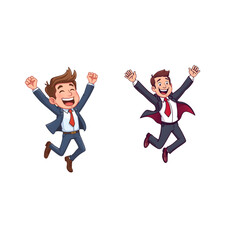 happy business man jumping