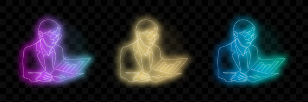 Neon Woman Working Laptop Digital Nomad Freelancer Concept Vector Illustration