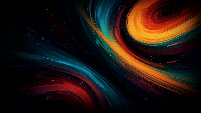 A stunning artistic abstract with thick, curved brush strokes that resemble galaxies or energy vortexes in space.