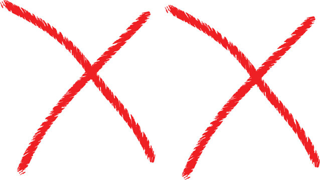 Red Brush cross Set, Hand Drawn cross sign, In Vector Design