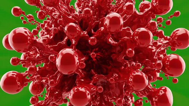 Slow Motion Red Explosion on Green Screen