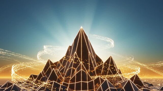 Futuristic 3D Mountain Landscape Animation.