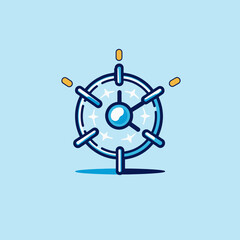 Obraz premium Illustration of a Simplified Vault Door with Stars on a Light Blue Background Symbolizing Security and Protection Concept