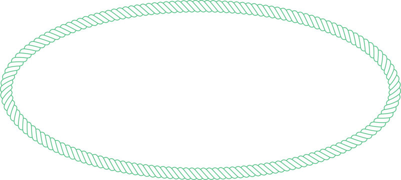 Green oval shaped rope frame border line art vector illustration