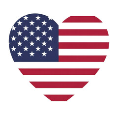 American flag heart symbol on white background