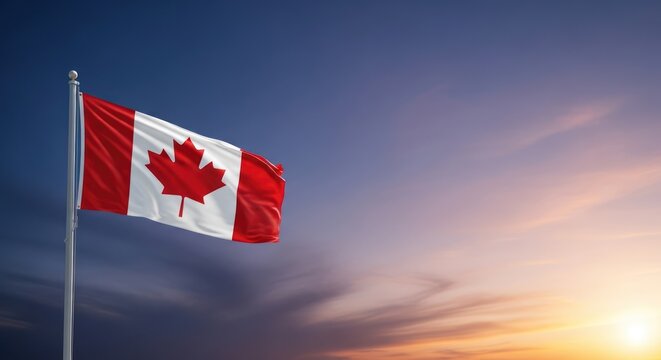 Canada flag waving (national pride). canadian flag flying high symbol