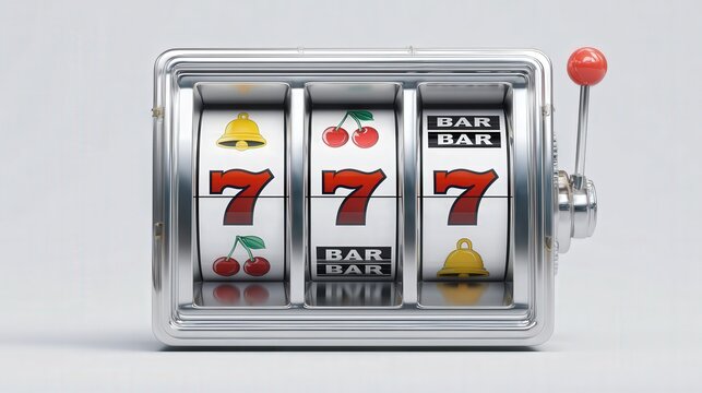Slot machine with cherries and 7s on reels casino