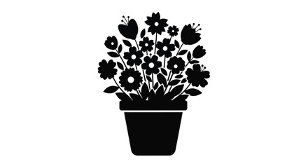 Black floral arrangement in a pot a striking silhouette © FARABI