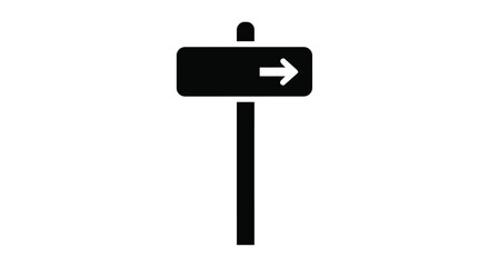 Black signpost with a right arrow simple graphic representation silhouette © FARABI