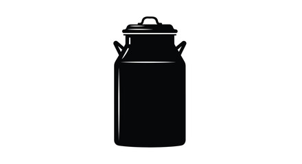 A classic black milk can stands prominently against a white background silhouette © FARABI