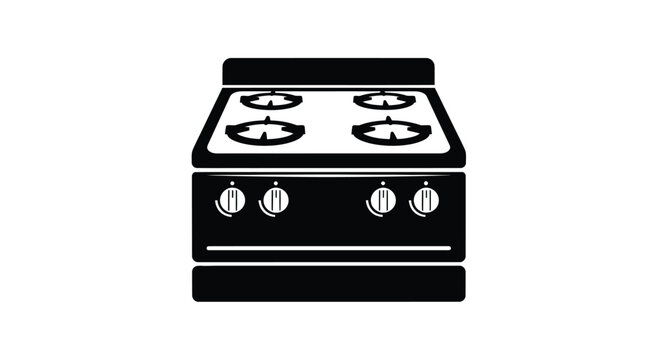 Black stove top with four burners depicted as a silhouette