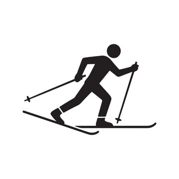 Cross Country Skiing Icon &ndash; Nordic Skier Winter Sport Silhouette Vector