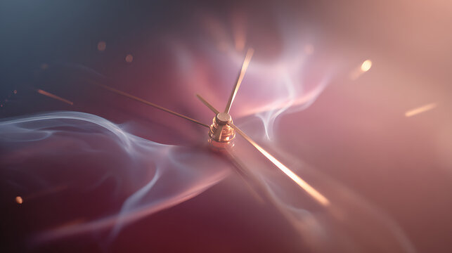 Abstract Time Concept with Clock Hands and Ethereal Smoke Effect. Dynamic Motion and Passing Moments, Warm Hues and Soft Lighting