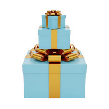 Elegant gift box with decorative bow and golden ribbon atop a cake